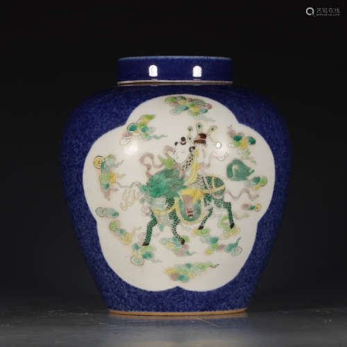 A Chinese Blue Painted Porcelain Vase