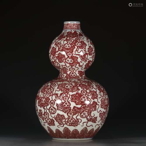 A ChineseUnderglazed Red Porcelain Gourd-shaped Vase