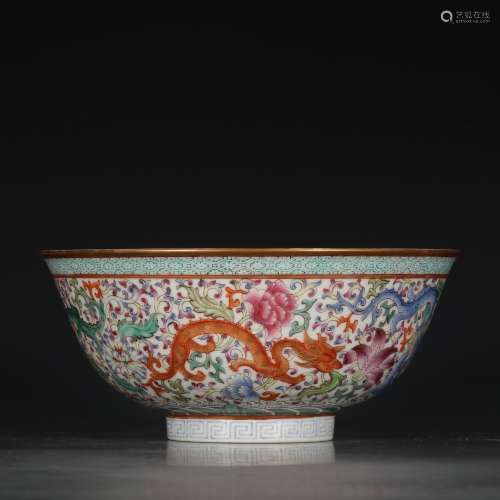 A Chinese Famille Rose Gild Dragon Pattern Porcelain Bowl