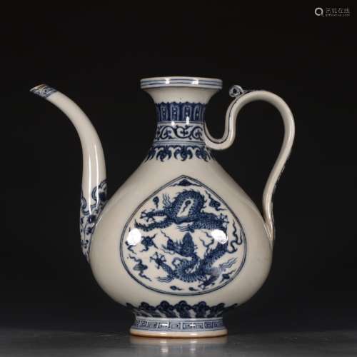 A Chinese Blue and White Dragon Pattern Porcelain Pot