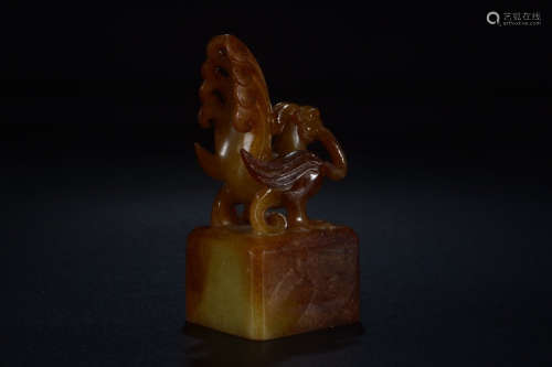 A Chinese Carved Hetian Jade Seal
