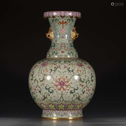 A Chinese Famille Rose Floral Dragon Painted Porcelain Vase