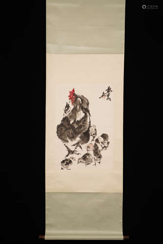 A Chinese Cock Painting, Huang Zhou Mark