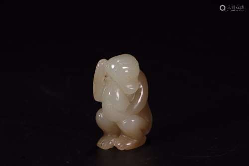 A Chinese Carved Hetian Jade Monkey Ornament