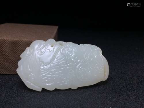 A Chinese Carved Hetian Jade Belt Buckle Ornament
