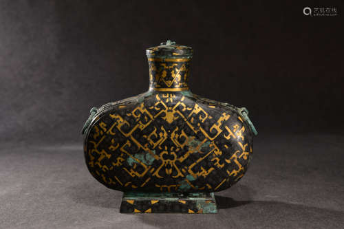 A Chinese Gold and Silver Inlaying Copper Pot