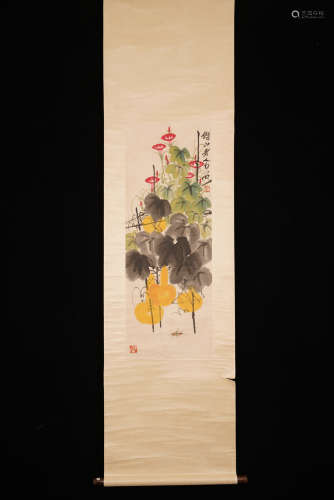A Chinese Flowers Painting, Qi Baishi Mark