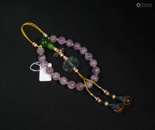 A Chinese Purple Crystal Beads Hand String