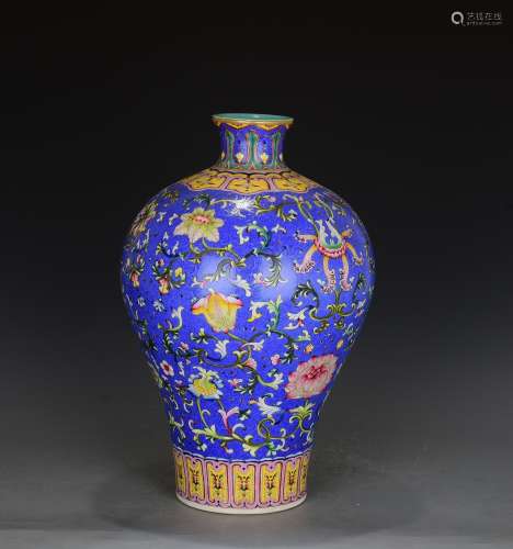 A Chinese Blue Floral Porcelain Vase