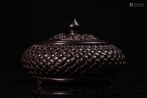 A Chinese Lobular Red Sandalwood Incense Burner