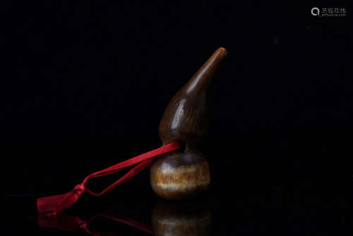 A Chinese Ox Horn Gourd Ornament