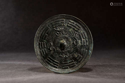 A Chinese Black Paint Bronze Mirror