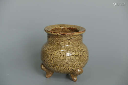 A Chinese Three-legged Porcelain Incense Burner