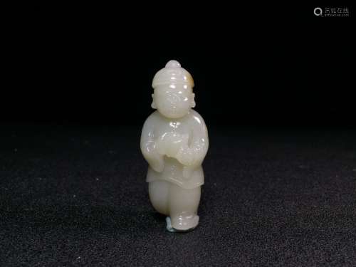 A Chinese Carved Hetian Jade Boy Ornament