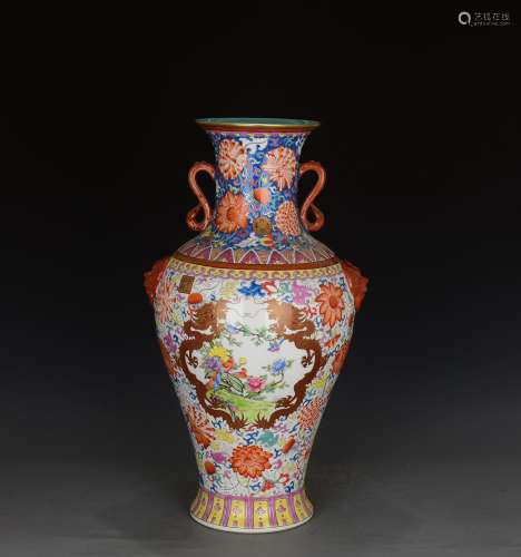 A Chinese Enamel Floral Porcelain Zun