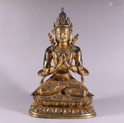 A Chinese Gild Copper Statue of Amitabha Buddha