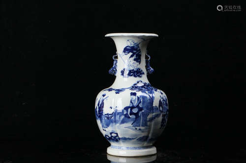 A Chinese Blue and White Figure Painted Porcelain Vase