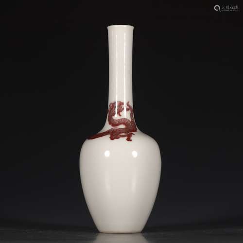 A Chinese Underglazed Red Dragon Pattern Porcelain Flask