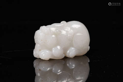 A Chinese Carved Hetian Jade Pixiu Ornament