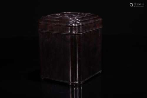 A Chinese Red Sandalwood Caddy