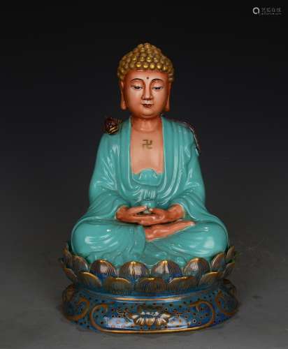 A Chinese Viridis Gild Medicine Buddha Statue