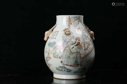 A Chinese Famille Rose Figure Painted Porcelain Zun
