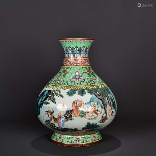A Chinese Floral Arhats Painted Porcelain Zun