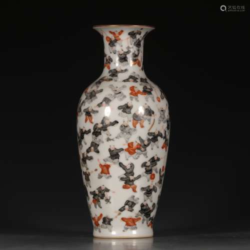 A Chinese Ink Colored Painted Porcelain Vase