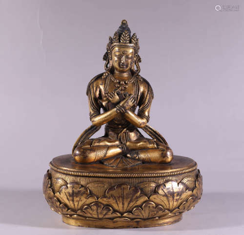 A Chinese Gild Copper Statue of Vajradhara