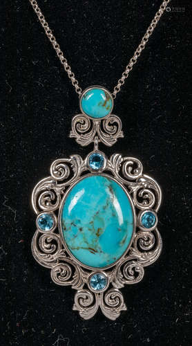 Native American Sterling Silver & Turquoise Necklace