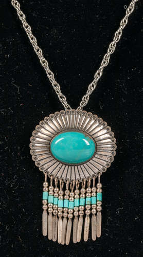 Native American Sterling Silver & Turquoise Necklace