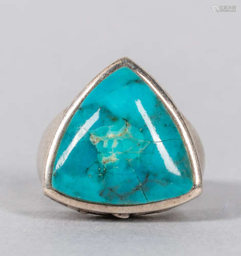 NK Mark Vintage Sterling Silver Ring with Turquoise