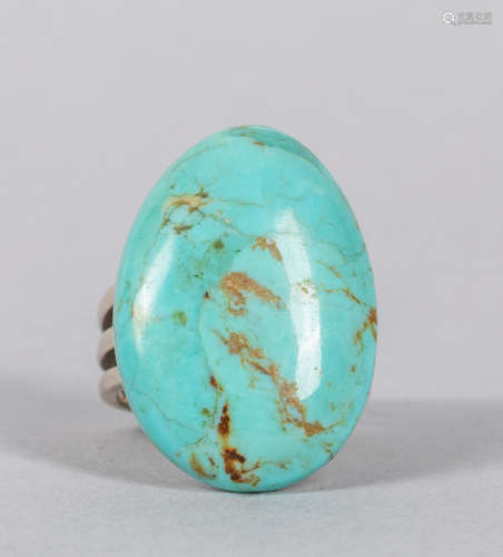 Collectible Large Sterling Silver Ring with Turquoise