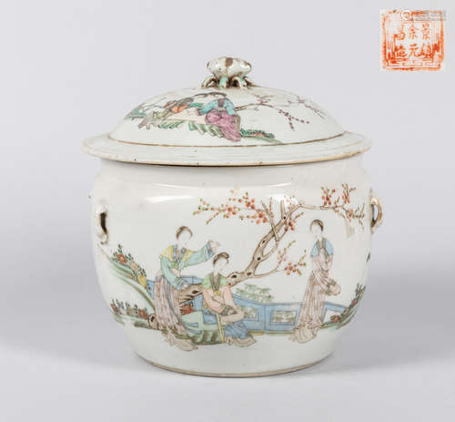 Large Chinese Antique Rose Famille Porcelain Jar