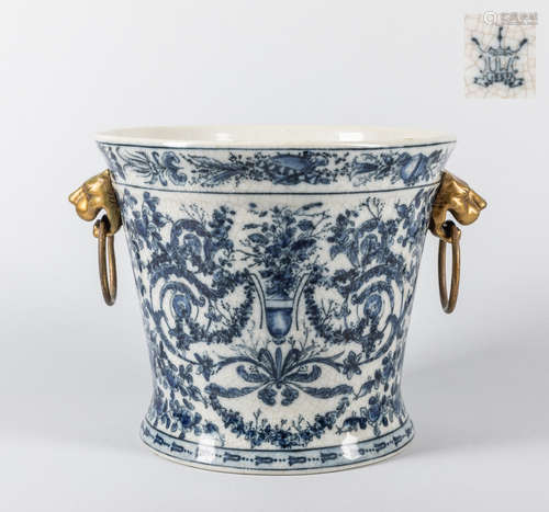 United Wilson 1897 Porcelain Pot with Bronze Handle