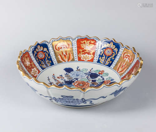 Large Japanese Old Gilt Imari Porcelain Bowl