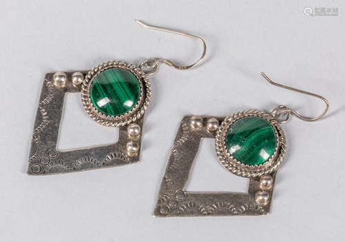 Navajo Sterling Malachite Earrings