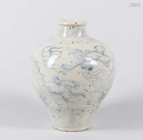 Antique Vietnamese Hoi An Blue & White Porcelain Vase