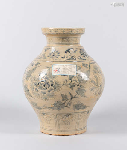 Large Antique Vietnamese Hoi An Blue & White Porcelain Vase