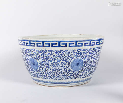 Chinese Export Blue & White Porcelain Brush Pot