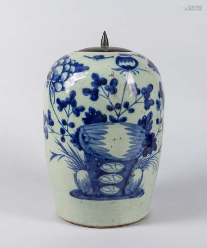 19th Chinese Antique Blue White Porcelain Jar