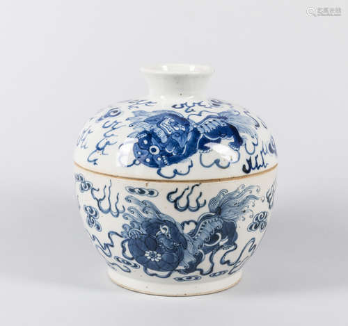 Large Chinese Antique Blue & White Porcelain Jar