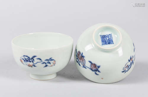 Pair Of Chinese Antique Porcelain Tea Cup