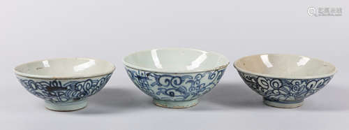 Set Of Chinese Antique Blue White Porcelain Bowls