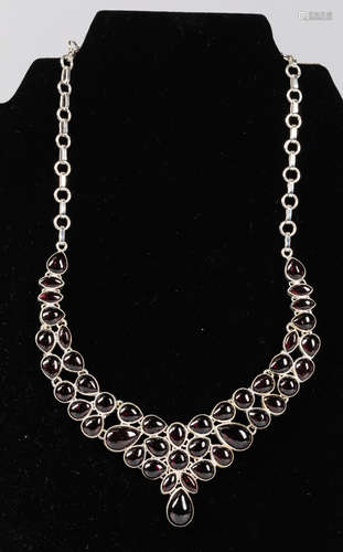 Collectible Tourmaline Like Gem Stone & Silver Necklace