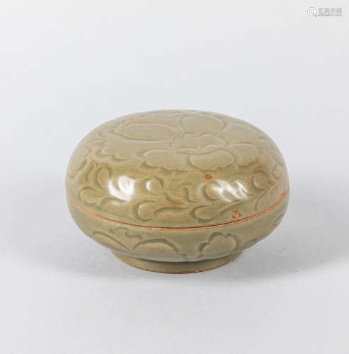 Chinese Export Carved Celadon Glazed Porcelain Box