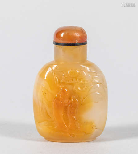 Chinese Carved Cameo Agate Snuff Bottle