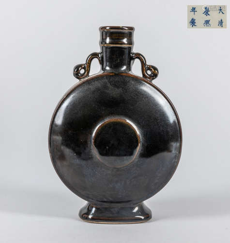 Chinese Export Black Glazed Porcelain Vase