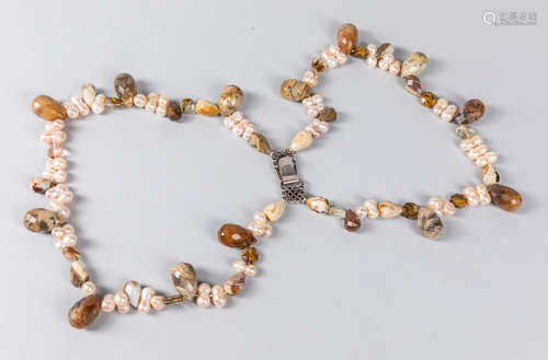 Art Deco Pearl & Jasper Necklace