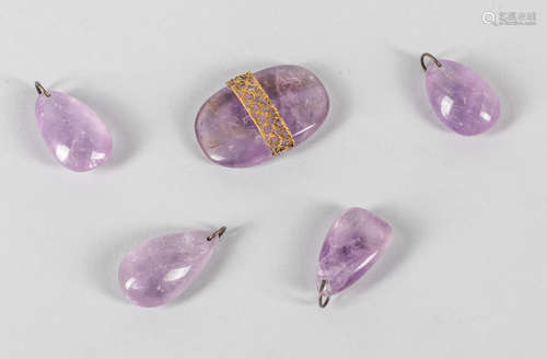 Set of Chinese Export Amethyst Carvings